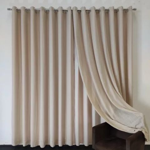 [Pague 1, Leve 2] Cortina Blackout com Voil e Linho com 20 Ilhós Cromados