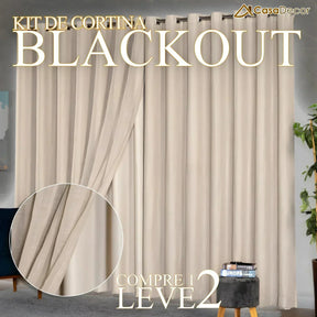 [Pague 1, Leve 2] Cortina Blackout com Voil e Linho com 20 Ilhós Cromados