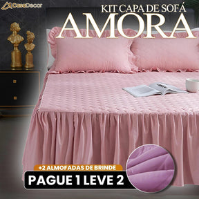 [Pague 1, Leve 2] Capa de Cama Amora (O Conforto Que Encanta Seu Coração!) + BRINDE: 2 Almofadas